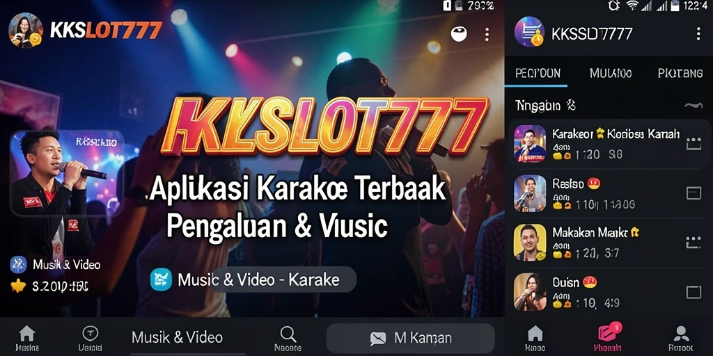 Antarmuka aplikasi KKSLOT777 dengan fitur Karaoke yang menarik.
