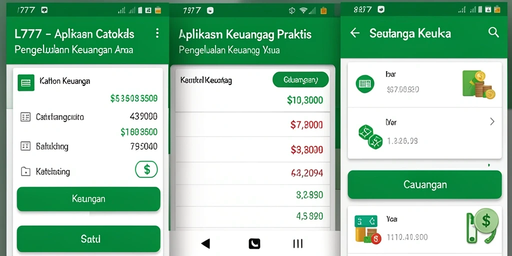 Antarmuka L777 menampilkan fitur pencatatan keuangan yang mudah diakses.