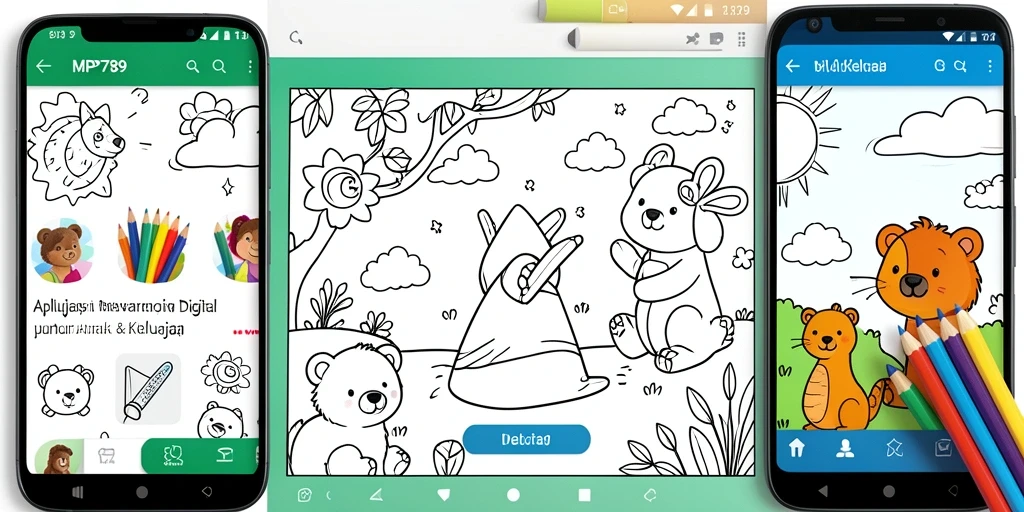 Antarmuka pengguna aplikasi Mewarnai Digital yang menarik dan interaktif.
