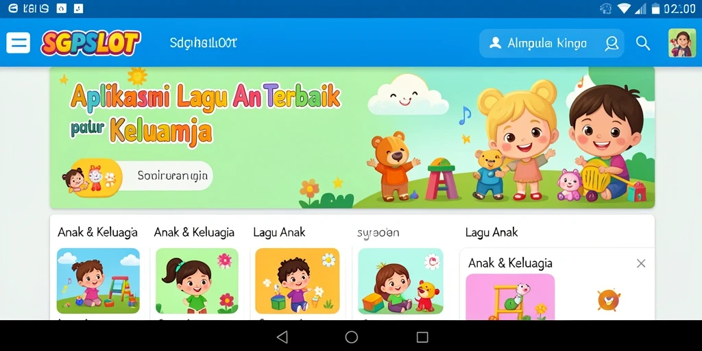 Antarmuka aplikasi SGPSLOT yang menarik dan ramah anak.