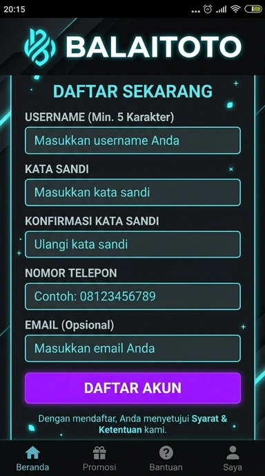Panduan Registrasi Akun Baru balaitoto untuk Pengguna Android