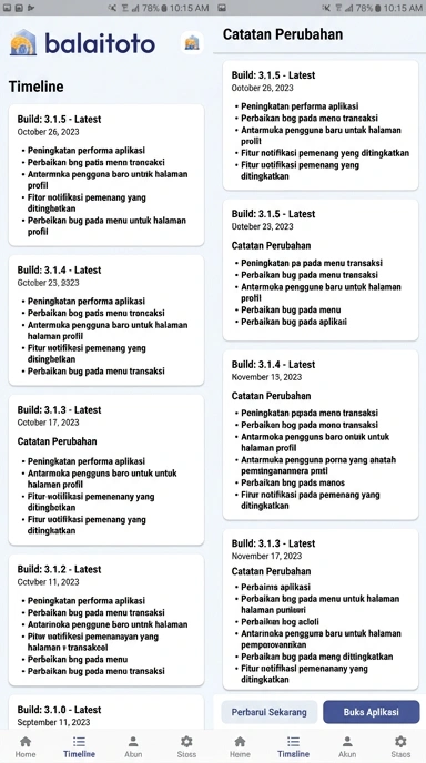 Riwayat Versi Aplikasi balaitoto Untuk Android
